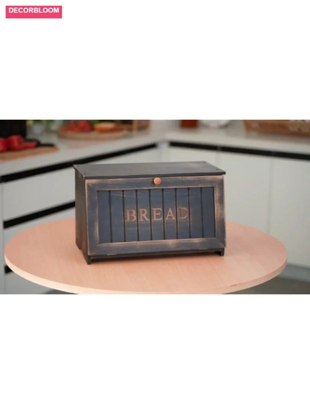Vintage Wood Bread Box for Kitchen Counter Retro Storage Bin Bamboo Farmhouse